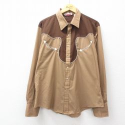 M★古着 長袖 ウエスタン シャツ メンズ 80年代 80s 茶他 26apr06