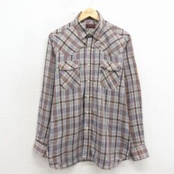 L★古着 リーバイス Levis 長袖 ウエスタン シャツ メンズ 80年代 80s USA製 茶他 チェック【spe】 26apr24
