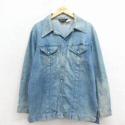 L★古着 ラングラー 長袖 シャツ ジャケット メンズ 80年代 80s コットン USA製 紺 デニム 26apr24