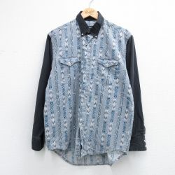 ウエスタンシャツ 90s ネイティブ柄 グレー L | 古着