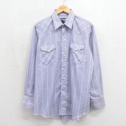ラングラー 90s 長袖ウエスタンシャツ ストライプ パープル メンズL相当 | 古着