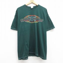 【50%OFF】XL★古着 半袖 ビンテージ Tシャツ メンズ 00年代 00s レーシングカー Rickie Gaunt 大きいサイズ コットン クルーネック 緑 グリーン 24mar30 中古