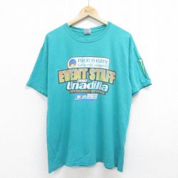 【50%OFF】XL★古着 半袖 ビンテージ Tシャツ メンズ 00年代 00s モトクロス イベントスタッフ トヨタ コットン クルーネック 青緑 24jul18 中古