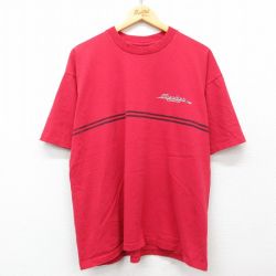 XL★古着 半袖 ビンテージ Tシャツ メンズ 90年代 90s Becker サーフボード 大きいサイズ コットン クルーネック 赤 レッド 25mar31 中古