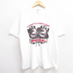 XL★古着 半袖 ビンテージ Tシャツ メンズ フラッグ 38 大きいサイズ コットン クルーネック 白 ホワイト 25apr25 中古
