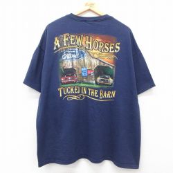 XL★古着 半袖 ビンテージ Tシャツ メンズ 00年代 00s 車 クラシックカー Ford コットン クルーネック 紺 ネイビー 25may09 中古