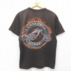 XL★古着 半袖 ビンテージ Tシャツ メンズ 00年代 00s バイク オレンジカウンティチョッパーズ コットン クルーネック 黒 ブラック 25may09 中古