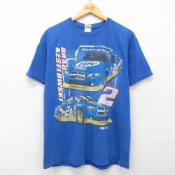 L★古着 半袖 ビンテージ Tシャツ メンズ 00年代 00s レーシングカー NASCAR ブラッドケセロウスキー 2 コットン クルーネック 青 ブルー 25may09 中古