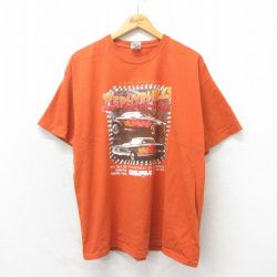 XL★古着 半袖 Tシャツ メンズ ゼファーヒルズ コットン クルーネック オレンジ 25may12 中古