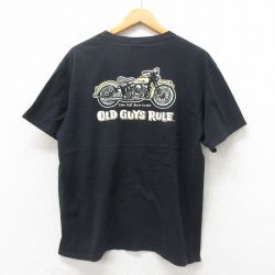 XL★古着 半袖 ビンテージ Tシャツ メンズ 00年代 00s バイク 胸ポケット付き コットン クルーネック 黒 ブラック 25may12 中古