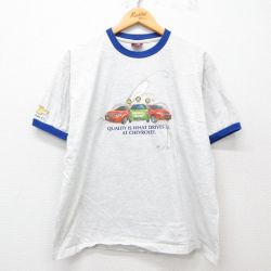 XL★古着 半袖 ビンテージ Tシャツ メンズ 00年代 00s シボレー クルーネック 薄グレー 霜降り リンガー 【spe】 25may15 中古