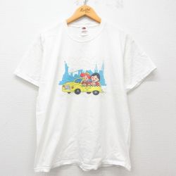 L★古着 フルーツオブザルーム 半袖 ビンテージ Tシャツ メンズ 00年代 00s ニューヨーク タクシー コットン クルーネック 白 ホワイト 25may15 中古