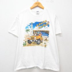 L★古着 半袖 ビンテージ Tシャツ メンズ 00年代 00s ARUBA サファリ 車 コットン クルーネック 白 ホワイト 25may15 中古