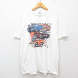 XL★古着 フルーツオブザルーム 半袖 ビンテージ Tシャツ メンズ 00年代 00s WOODWARD 車 大きいサイズ コットン クルーネック 白 ホワイト 25may15 中古