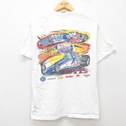L★古着 ヘインズ Hanes 半袖 ビンテージ Tシャツ メンズ 00年代 00s レーシングカー コットン クルーネック 白 ホワイト 25may15 中古