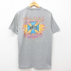 L★古着 半袖 ビンテージ Tシャツ メンズ 00年代 00s バイク デイトナビーチ コットン クルーネック グレー 霜降り 25may15 中古