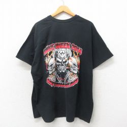 XL★古着 ヘインズ Hanes 半袖 Tシャツ メンズ スカル 胸ポケット付き 大きいサイズ コットン クルーネック 黒 ブラック 25may19 中古