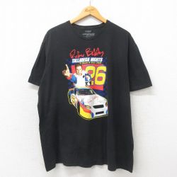 XL★古着 半袖 Tシャツ メンズ 映画 タラデガナイトオーバルの狼 大きいサイズ コットン クルーネック 黒 ブラック 25may19 中古