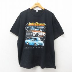【50%OFF】XL★古着 半袖 Tシャツ メンズ AutoRama 大きいサイズ コットン クルーネック 黒 ブラック 25may19 中古