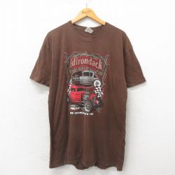XL★古着 半袖 Tシャツ メンズ ホットロッドカーショー コットン クルーネック こげ茶 ブラウン 25may19 中古