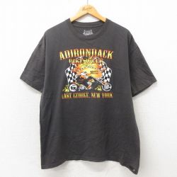 XL★古着 バンズ VANS 半袖 Tシャツ メンズ バイク コットン クルーネック 濃グレー 25may19 中古