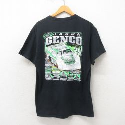 【50%OFF】L★古着 半袖 ビンテージ Tシャツ メンズ 00年代 00s JASON GENCO レーシングカー コットン クルーネック 黒 ブラック 25may19 中古