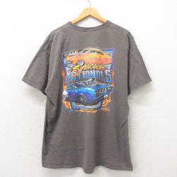 XL★古着 半袖 Tシャツ メンズ ホットロッド HOT ROD 大きいサイズ コットン クルーネック グレー 25may30 中古