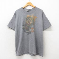 【20%OFF】XL★古着 ハーレーダビッドソン Harley Davidson 半袖 Tシャツ メンズ ピエロ 大きいサイズ クルーネック グレー 霜降り 25may30 中古