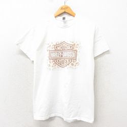 M★古着 半袖 Tシャツ メンズ ハーレーダビッドソン Harley Davidson コットン クルーネック 白 ホワイト 25may30 中古