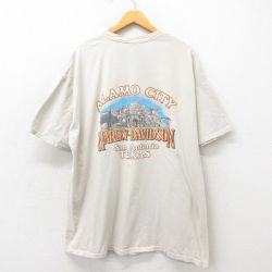XL★古着 ハーレーダビッドソン Harley Davidson 半袖 ビンテージ Tシャツ メンズ 00年代 00s アラモシティ 大きいサイズ コットン クルーネック USA製 ベージュ カーキ 【spe】 25may30 中古