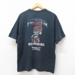 XL★古着 半袖 ビンテージ Tシャツ メンズ 00年代 00s PiRANAZ 大きいサイズ コットン クルーネック 黒 ブラック 25may31 中古