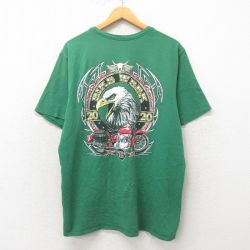 XL★古着 半袖 Tシャツ メンズ バイクウィーク クルーネック 緑 グリーン 25may31 中古
