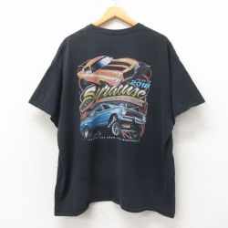 XL★古着 半袖 Tシャツ メンズ シラキュース 車 大きいサイズ コットン クルーネック 黒 ブラック 25may31 中古