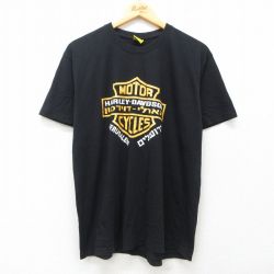L★古着 半袖 Tシャツ メンズ ハーレーダビッドソン Harley Davidson エルサレム コットン クルーネック 黒 ブラック 25jun12 中古