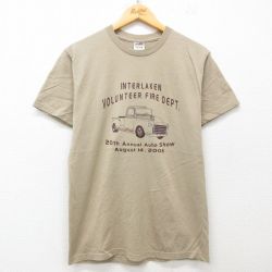 M★古着 フルーツオブザルーム 半袖 ビンテージ Tシャツ メンズ 00年代 00s 車 クルーネック ベージュ カーキ 25jun12 中古
