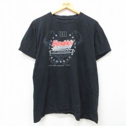 XL★古着 半袖 Tシャツ メンズ エンジン ヘンドリックモータースポーツ コットン クルーネック 黒 ブラック 25jun12 中古
