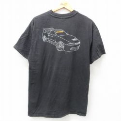 L★古着 ヘインズ Hanes 半袖 ビンテージ Tシャツ メンズ 00年代 00s レーシングカー ウルティマ コットン クルーネック 黒 ブラック 25jun12 中古