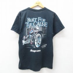 L★古着 半袖 Tシャツ メンズ バイク スナップオン snapon クルーネック 黒 ブラック 25jun12 中古