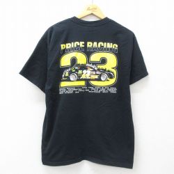 L★古着 半袖 ビンテージ Tシャツ メンズ 00年代 00s レーシングカー 23 コットン クルーネック 黒 ブラック 25jun12 中古