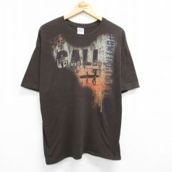XL★古着 半袖 ビンテージ Tシャツ メンズ 00年代 00s サーフィン CALI 大きいサイズ コットン クルーネック 茶 ブラウン 25jun12 中古