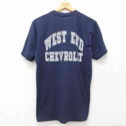 L★古着 ジャージーズ 半袖 ビンテージ Tシャツ メンズ 80年代 80s シボレー 胸ポケット付き クルーネック USA製 紺 ネイビー 25jun13 中古