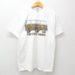 L★古着 ヘインズ Hanes 半袖 ビンテージ Tシャツ メンズ 00年代 00s 車 Ten inch hero コットン クルーネック 白 ホワイト 25jun13 中古