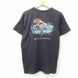 XL★古着 半袖 Tシャツ メンズ ロンジョン タコ マートルビーチ クルーネック 黒 ブラック 25jun13 中古