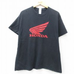 XL★古着 半袖 Tシャツ メンズ ホンダ コットン クルーネック 黒 ブラック 25jun13 中古