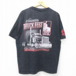 XL★古着 半袖 Tシャツ メンズ トラック ATSC 大きいサイズ クルーネック 黒 ブラック 25jun13 中古