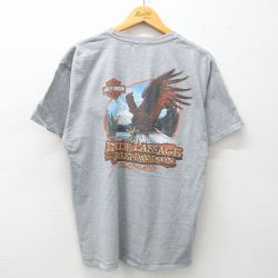 XL★古着 ハーレーダビッドソン Harley Davidson 半袖 Tシャツ メンズ 鳥 インサイドパッセージ クルーネック グレー 霜降り 【spe】 25jun13 中古
