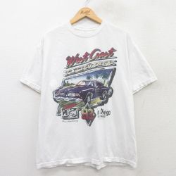 【20%OFF】XL★古着 ジョンガルト john Galt 半袖 Tシャツ メンズ 車 クラシックカー サンディエゴ コットン クルーネック USA製 白 ホワイト 25jun13 中古