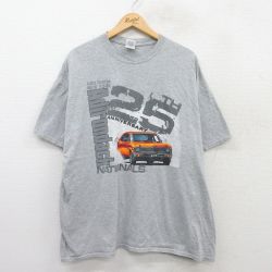 【50%OFF】XL★古着 半袖 ビンテージ Tシャツ メンズ 00年代 00s 車 アディロンダック 大きいサイズ クルーネック グレー 霜降り 25jun13 中古