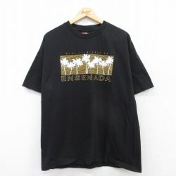XL★古着 ハーレーダビッドソン Harley Davidson 半袖 Tシャツ メンズ ヤシの木 エンセナダ コットン クルーネック 黒 ブラック 25jun13 中古