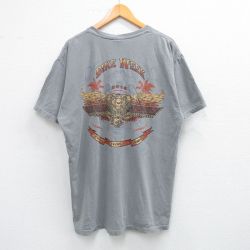 【50%OFF】XL★古着 半袖 Tシャツ メンズ エンジン バイクウィーク コットン クルーネック グレー 25jun18 中古